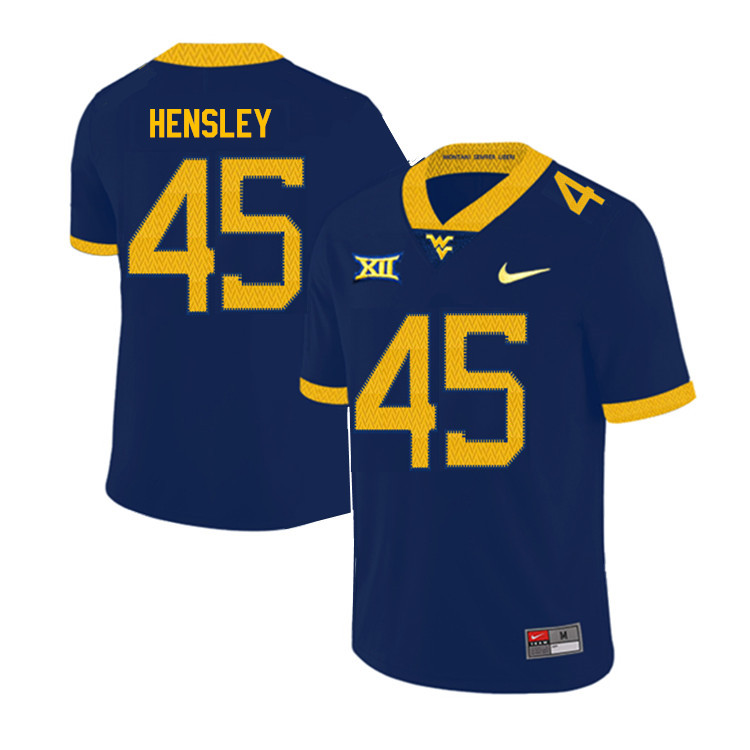 2019 Men #45 Adam Hensley West Virginia Mountaineers College Football Jerseys Sale-Navy - Click Image to Close